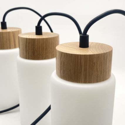 Pakabinamas šviestuvas ant laido MARKUS 3xE27/15W/230V juodas/ąžuolas