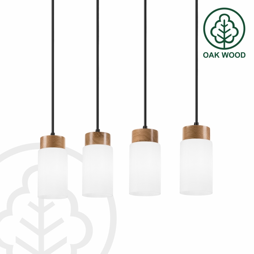 Pakabinamas šviestuvas ant laido MARKUS 4xE27/15W/230V juodas/ąžuolas