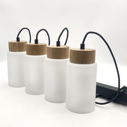 Pakabinamas šviestuvas ant laido MARKUS 4xE27/15W/230V juodas/ąžuolas