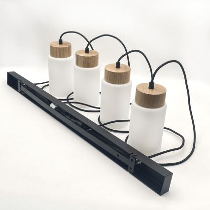 Pakabinamas šviestuvas ant laido MARKUS 4xE27/15W/230V juodas/ąžuolas