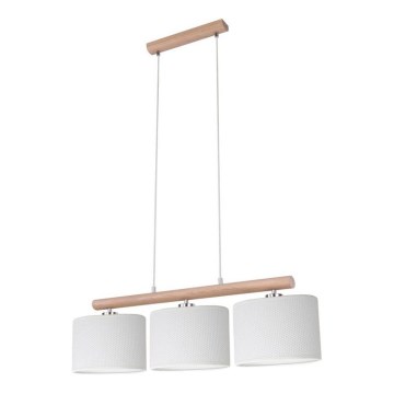 Pakabinamas šviestuvas ant laido MERCEDES 3xE27/40W/230V balta/ąžuolas