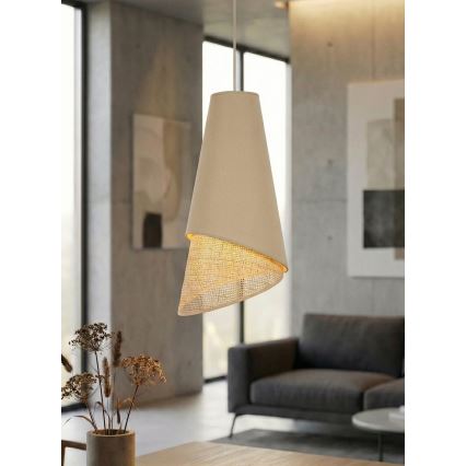 Pakabinamas šviestuvas ant laido MODA 1xE27/15W/230V smėlio/rotangas