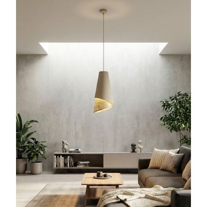 Pakabinamas šviestuvas ant laido MODA 1xE27/15W/230V smėlio/rotangas