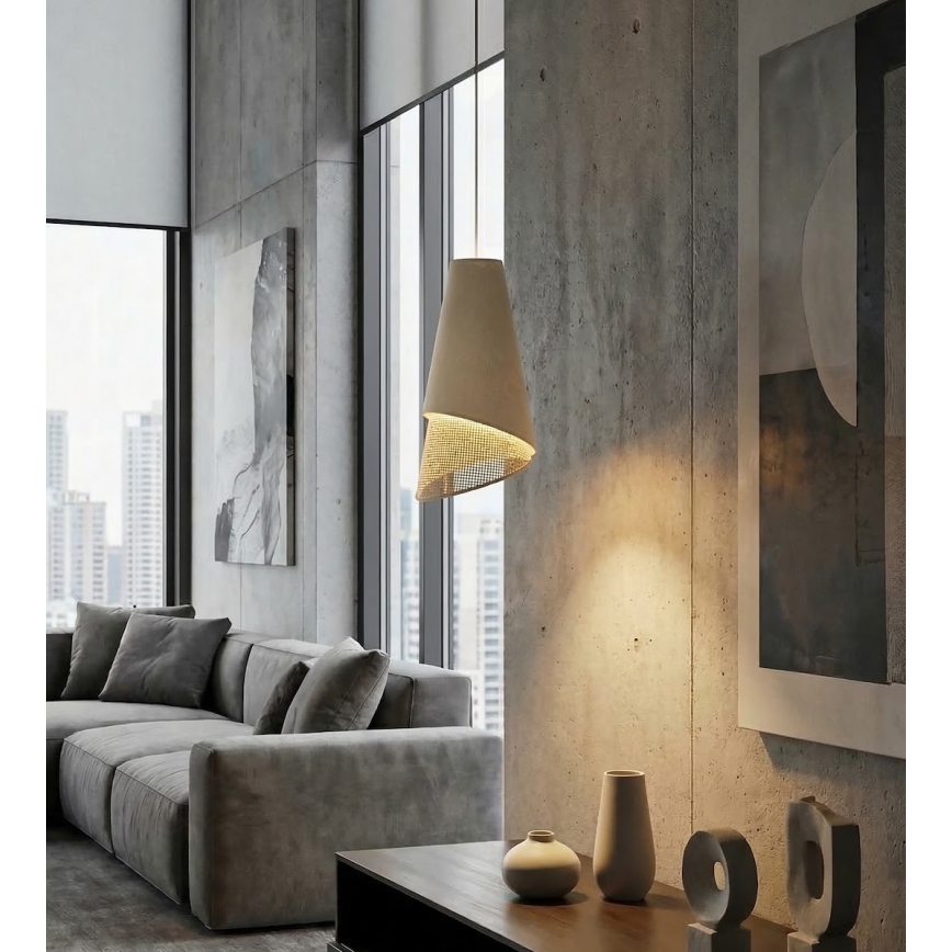 Pakabinamas šviestuvas ant laido MODA 1xE27/15W/230V smėlio/rotangas