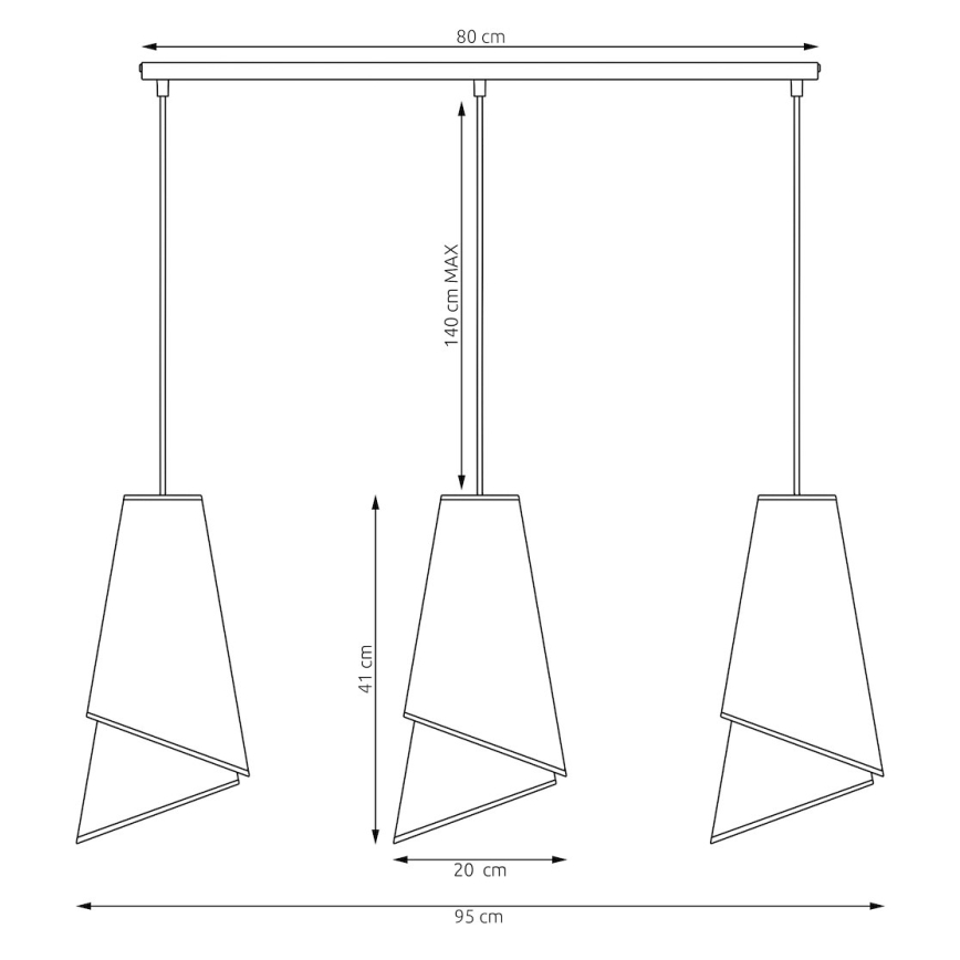 Pakabinamas šviestuvas ant laido MODA 3xE27/15W/230V pilka/juoda