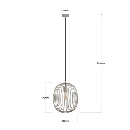 Pakabinamas šviestuvas ant laido OVELLA, 1xE27/15W/230V, skersmuo 34 cm, pilkas