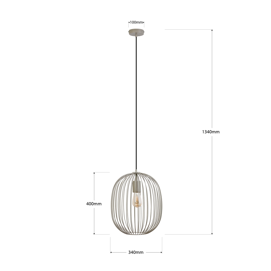 Pakabinamas šviestuvas ant laido OVELLA, 1xE27/15W/230V, skersmuo 34 cm, pilkas