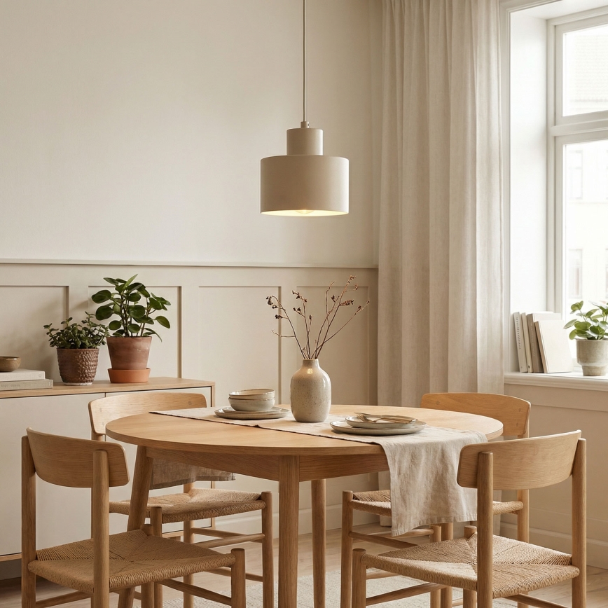 Pakabinamas šviestuvas ant laido PARKLA 1xE27/15W/230V, smėlio spalvos