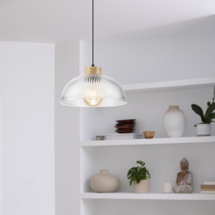 Pakabinamas šviestuvas ant laido PIA 1xE27/60W/230V, skersmuo 30 cm, ąžuolas