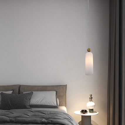 Pakabinamas šviestuvas ant laido PIEGA 1xE14/40W/230V žalvaris/balta