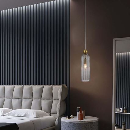 Pakabinamas šviestuvas ant laido PIEGA 1xE14/40W/230V, žalvaris/dūminė juoda