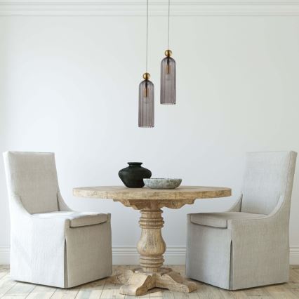 Pakabinamas šviestuvas ant laido PIEGA 1xE14/40W/230V, žalvaris/dūminė juoda