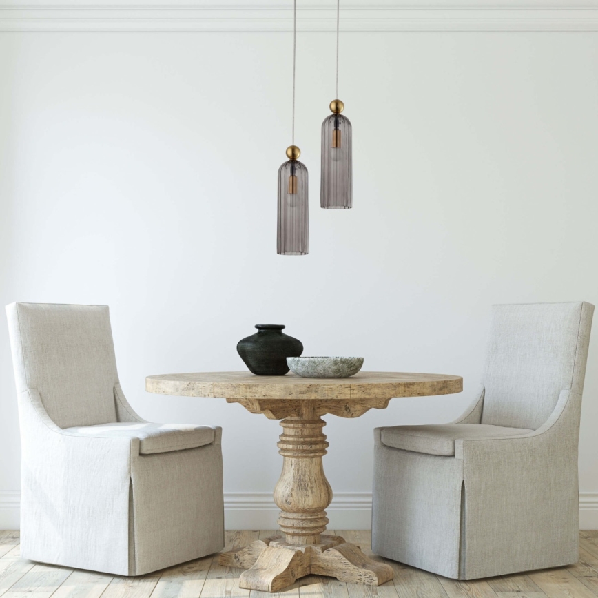 Pakabinamas šviestuvas ant laido PIEGA 1xE14/40W/230V, žalvaris/dūminė juoda