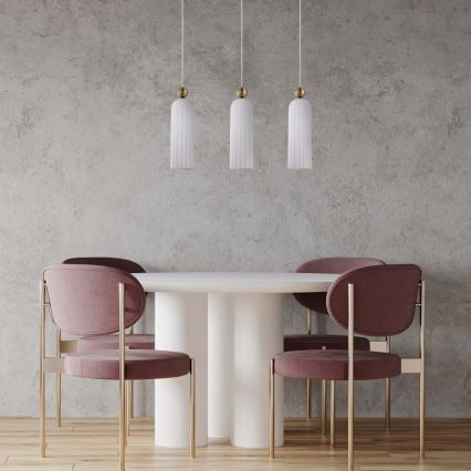 Pakabinamas šviestuvas ant laido PIEGA 3xE14/40W/230V žalvaris/balta