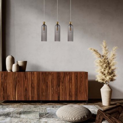 Pakabinamas šviestuvas ant laido PIEGA 3xE14/40W/230V žalvaris/dūminė juoda