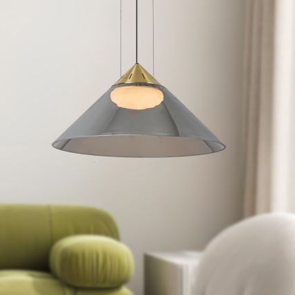 Pakabinamas šviestuvas ant laido PRESTO 1xGX53/10W/230V, skersmuo 42 cm, auksinis / dūminės pilkos
