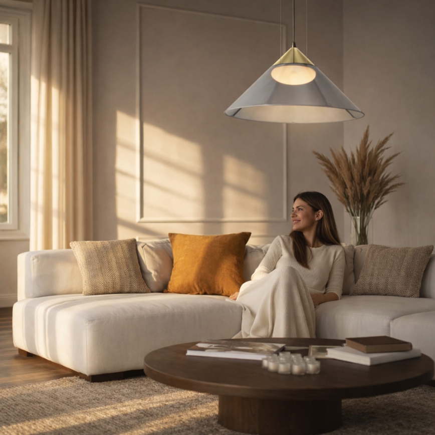 Pakabinamas šviestuvas ant laido PRESTO 1xGX53/10W/230V, skersmuo 50 cm, auksinė/dūminė pilka