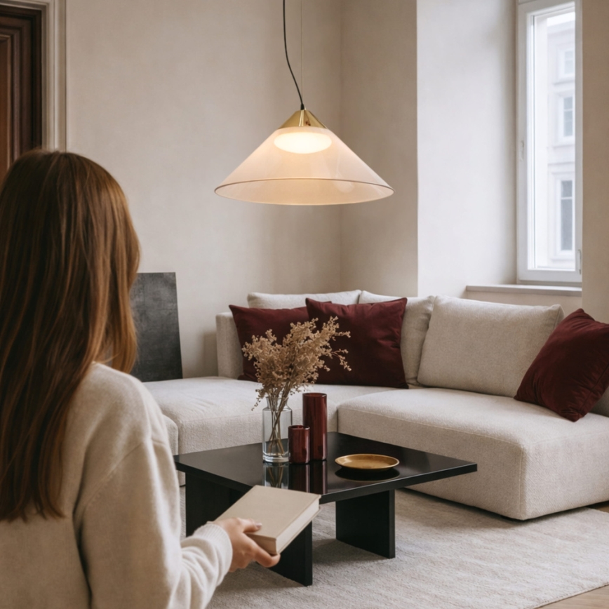 Pakabinamas šviestuvas ant laido PRESTO 1xGX53/10W/230V Ø 42 cm auksinė/dūminė smėlio spalva