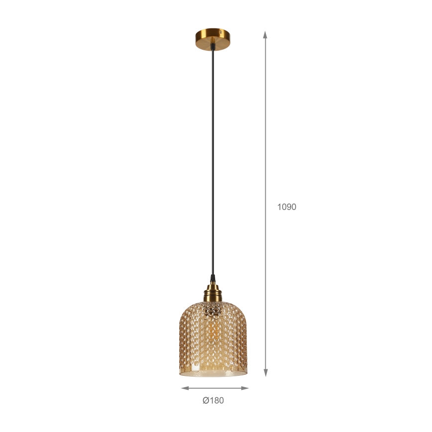 Pakabinamas šviestuvas ant laido ROCCO 1xE27/15W/230V auksinis/dūminis smėlinis