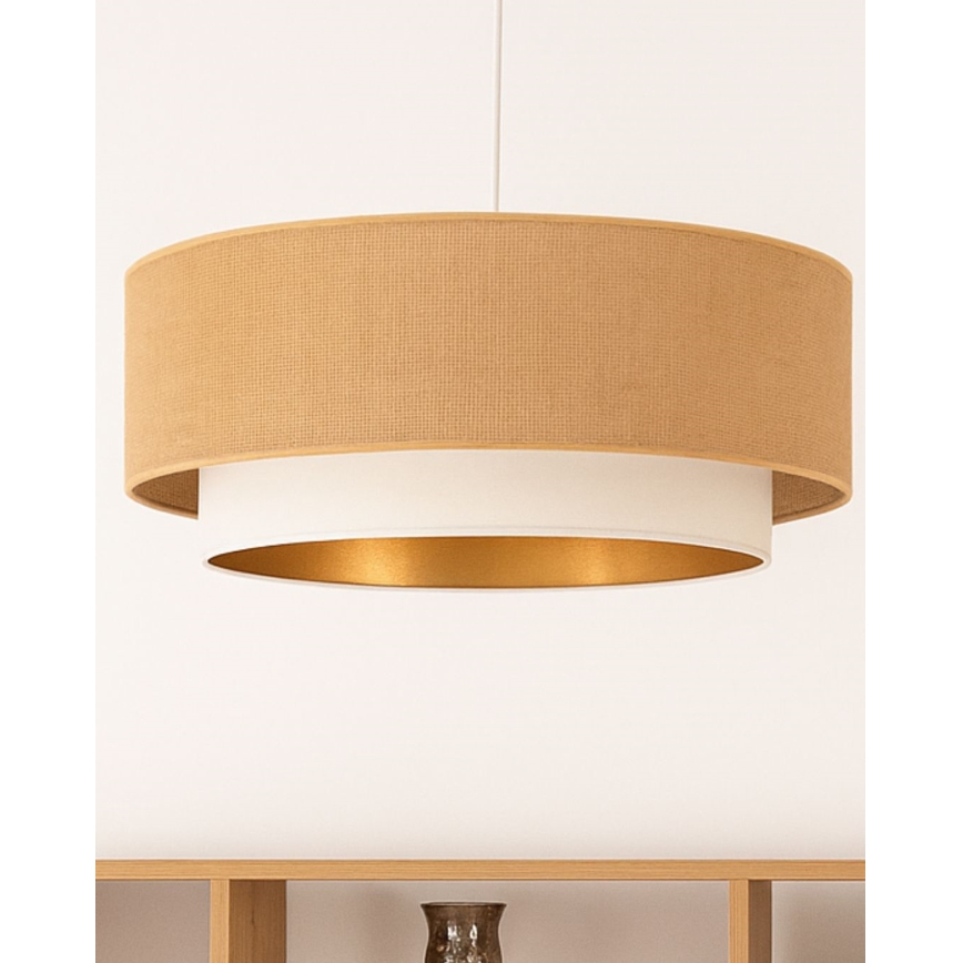 Pakabinamas šviestuvas ant laido SARTA 1xE27/60W/230V, skersmuo 45 cm, balta/džiutas