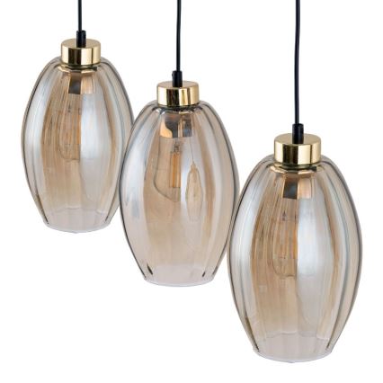 Pakabinamas šviestuvas ant laido SEBO 3xE27/15W/230V juoda/dūminė smėlinė