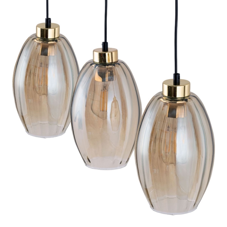 Pakabinamas šviestuvas ant laido SEBO 3xE27/15W/230V juoda/dūminė smėlinė