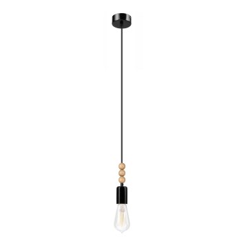 Pakabinamas šviestuvas ant laido SIMON 1xE27/60W/230V juodas/ąžuolas