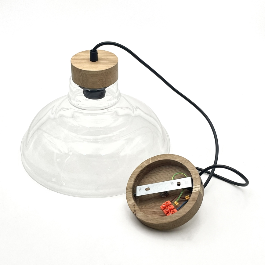 Pakabinamas šviestuvas ant laido SINGLE 1xE27/60W/230V, skersmuo 28 cm, ąžuolas