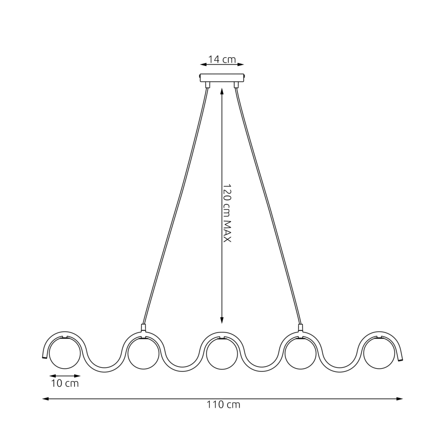Pakabinamas šviestuvas ant laido SINUS 5xG9/8W/230V baltas