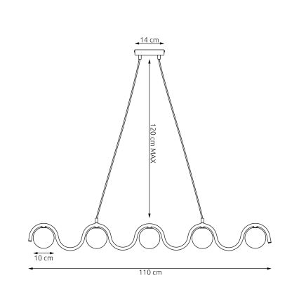 Pakabinamas šviestuvas ant laido SINUS 5xG9/8W/230V juodas