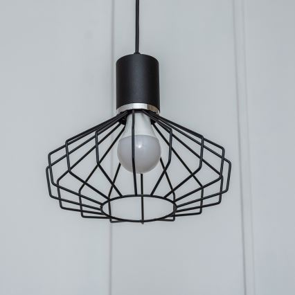 Pakabinamas šviestuvas ant laido SOLANO 1xE27/15W/230V juodas/blizgus chromas