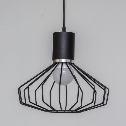 Pakabinamas šviestuvas ant laido SOLANO 1xE27/15W/230V juodas/blizgus chromas
