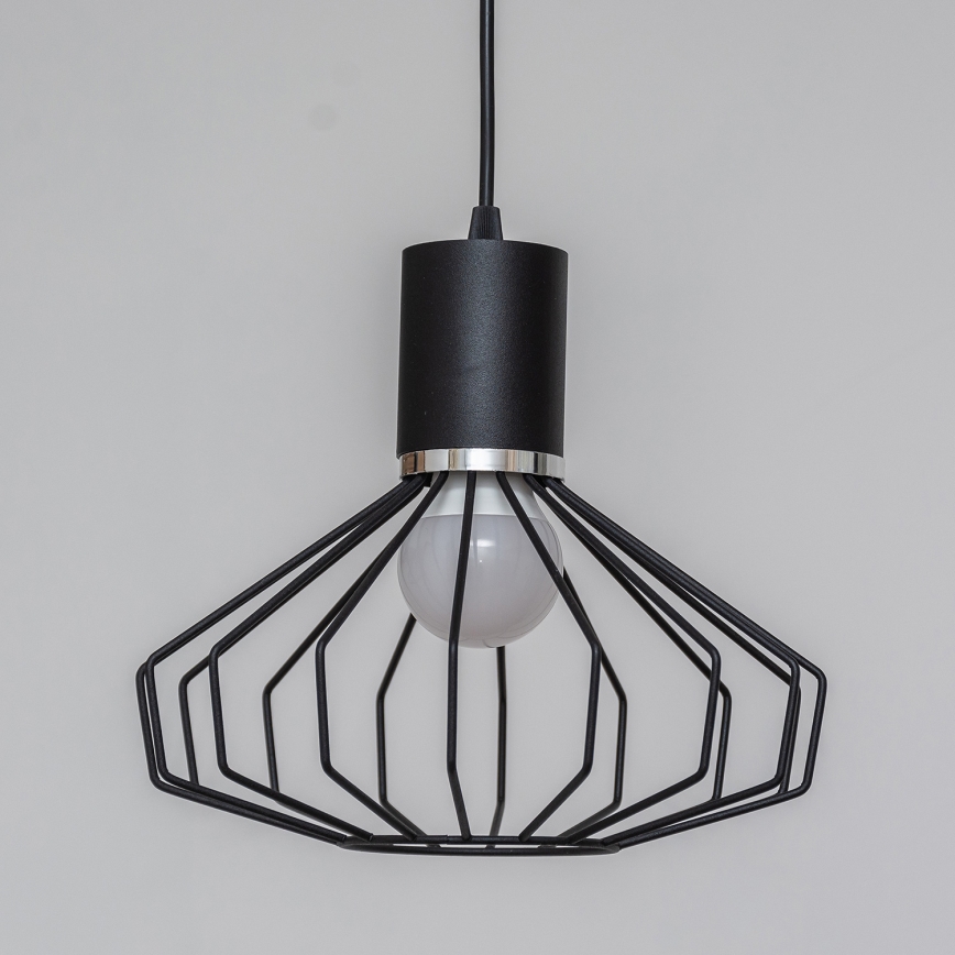 Pakabinamas šviestuvas ant laido SOLANO 1xE27/15W/230V juodas/blizgus chromas