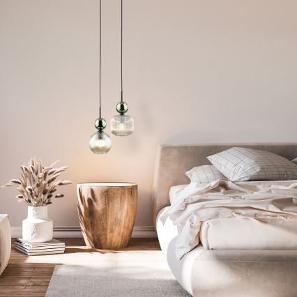 Pakabinamas šviestuvas ant laido SOPHIA 1xE14/10W/230V juoda/žalia/dūminė smėlio spalva
