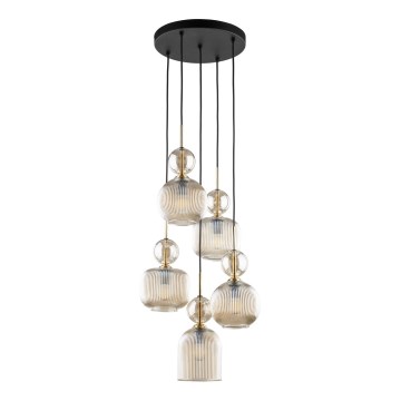 Pakabinamas šviestuvas ant laido SOPHIA 5xE14/10W/230V juoda/dūminė smėlinė