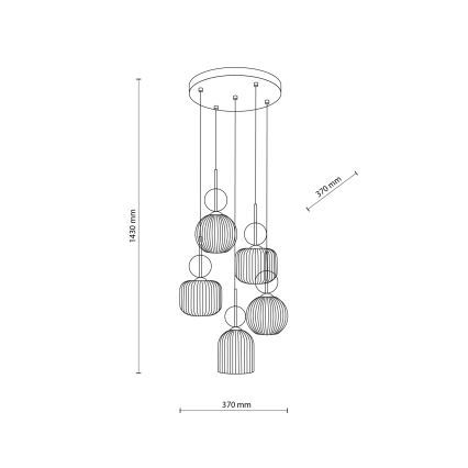 Pakabinamas šviestuvas ant laido SOPHIA 5xE14/10W/230V juoda/dūminė smėlinė