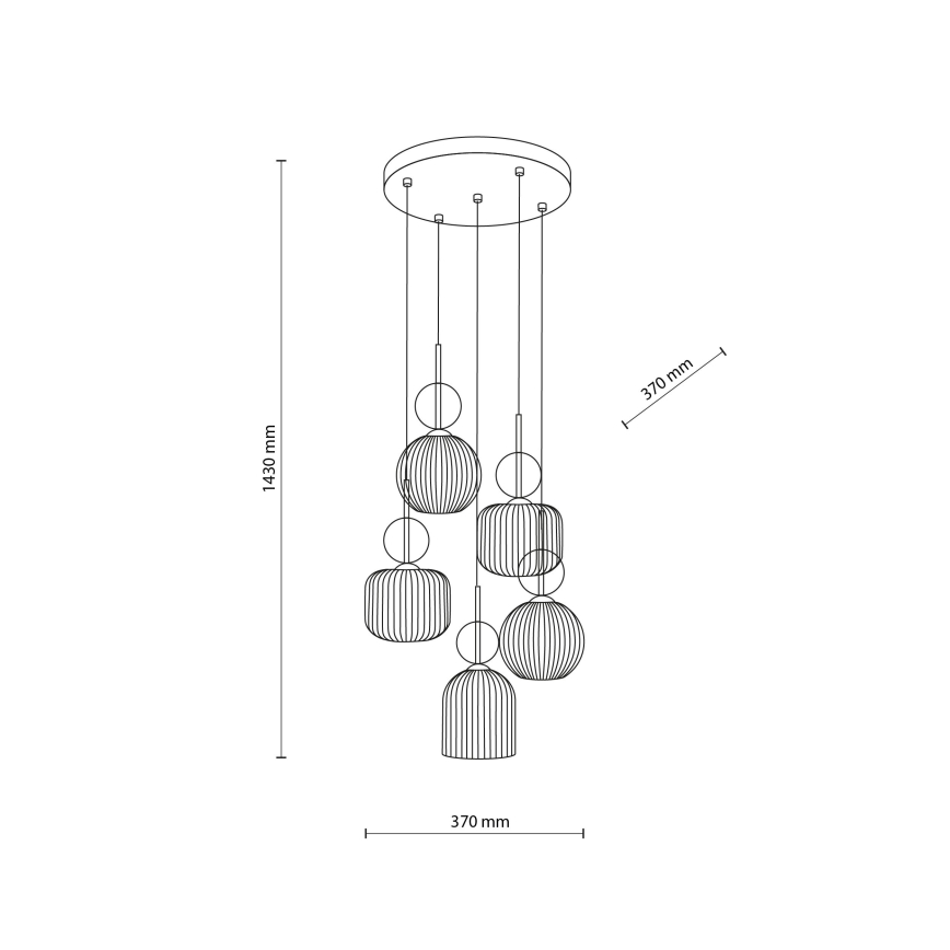 Pakabinamas šviestuvas ant laido SOPHIA 5xE14/10W/230V juoda/dūminė smėlinė