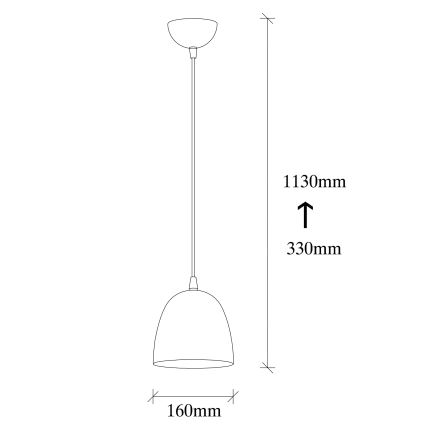 Pakabinamas šviestuvas ant laido TATTOO 1xE27/40W/230V, skersmuo 16 cm, juodas