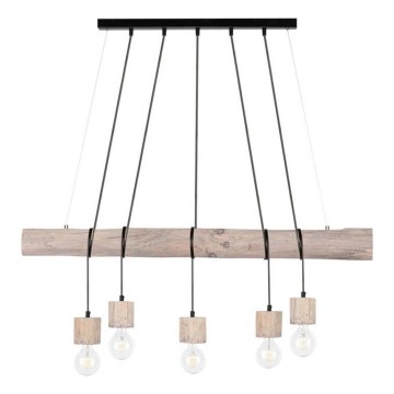 Pakabinamas šviestuvas ant laido TRABO 5xE27/60W/230V pušis