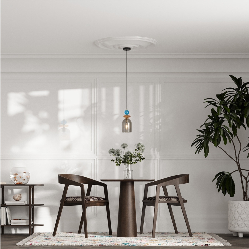 Pakabinamas šviestuvas ant laido TROPEA 1xE27/15W/230V, juodas/dūminė mėlyna/smėlinis