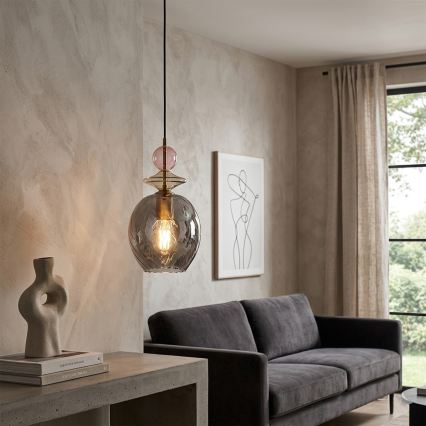 Pakabinamas šviestuvas ant laido VELLO 1xE27/15W/230V juoda/dūminė rožinė/smėlinė/juoda