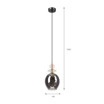 Pakabinamas šviestuvas ant laido VELLO 1xE27/15W/230V juoda/dūminė rožinė/smėlinė/juoda