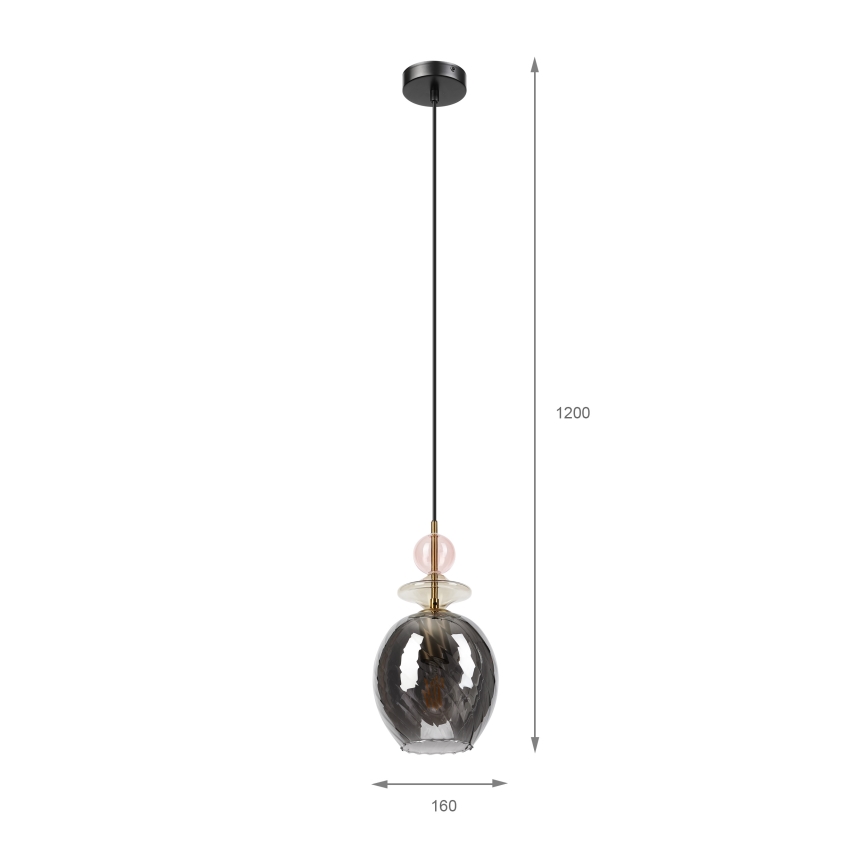 Pakabinamas šviestuvas ant laido VELLO 1xE27/15W/230V juoda/dūminė rožinė/smėlinė/juoda