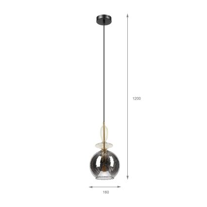 Pakabinamas šviestuvas ant laido VELLO 1xE27/15W/230V juoda/dūminė smėlinė/juoda