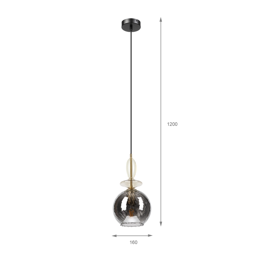 Pakabinamas šviestuvas ant laido VELLO 1xE27/15W/230V juoda/dūminė smėlinė/juoda