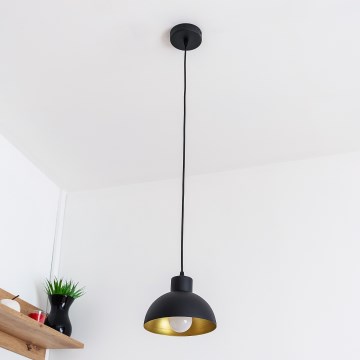Pakabinamas šviestuvas ant laido VESPER 1xE27/15W/230, skersmuo 18 cm, juoda/auksinė