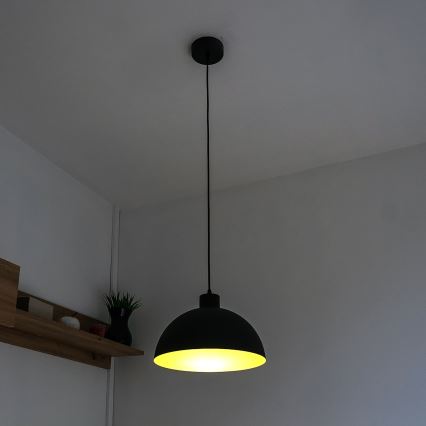 Pakabinamas šviestuvas ant laido VESPER 1xE27/15W/230, skersmuo 18 cm, juoda/auksinė