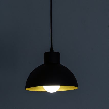 Pakabinamas šviestuvas ant laido VESPER 1xE27/15W/230, skersmuo 18 cm, juoda/auksinė