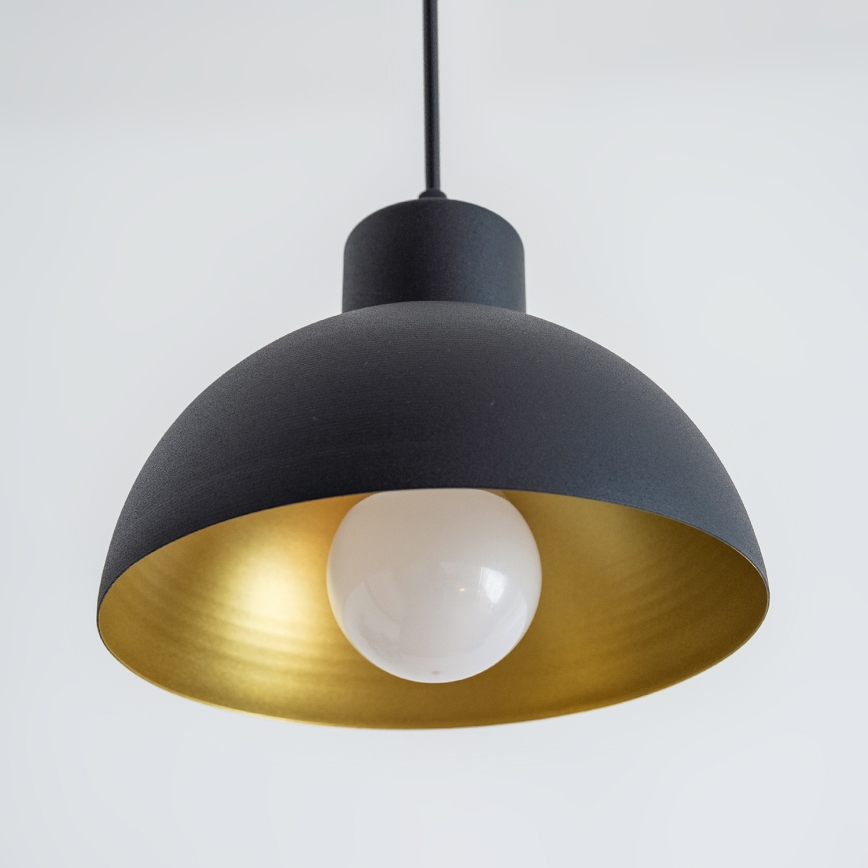 Pakabinamas šviestuvas ant laido VESPER 1xE27/15W/230, skersmuo 18 cm, juoda/auksinė