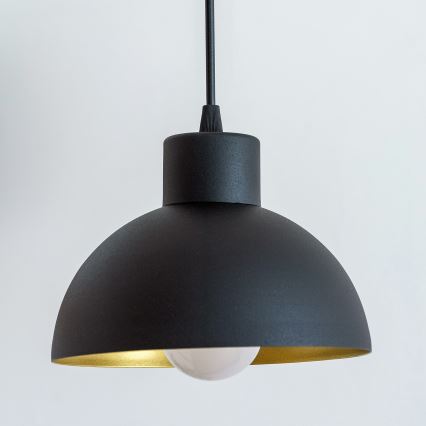 Pakabinamas šviestuvas ant laido VESPER 1xE27/15W/230, skersmuo 18 cm, juoda/auksinė
